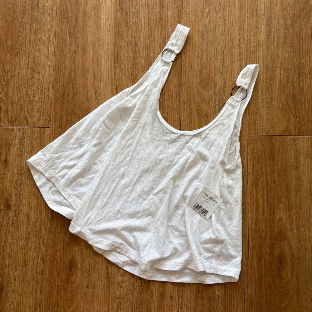 We The Free, Free People Buckle Sleeveless Scoop Neck Tank White NWT Sz XS